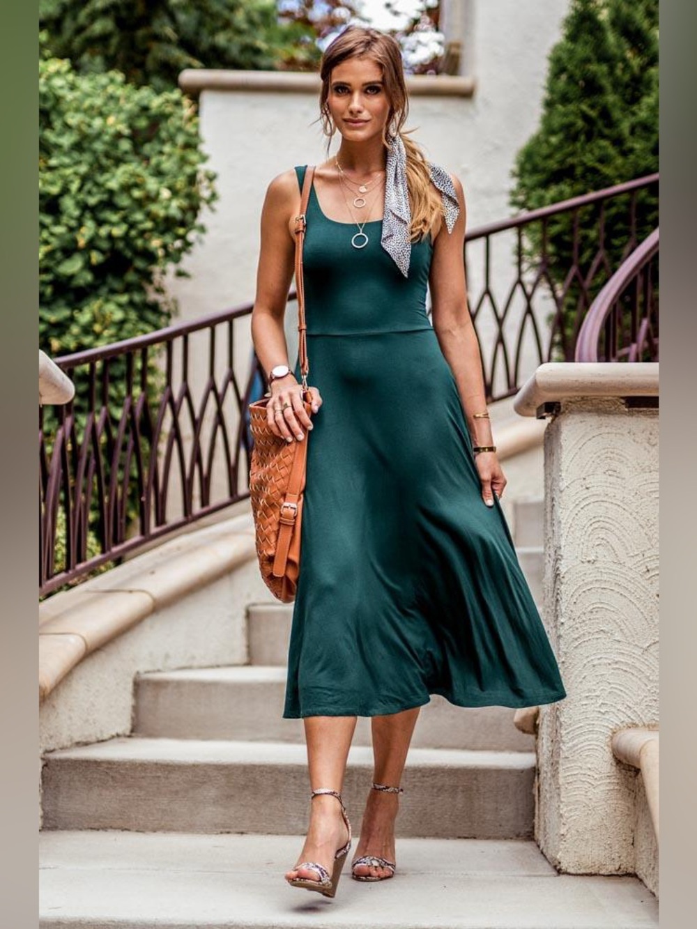 Bohme Esme Emerald Green Midi Dress Size Medium